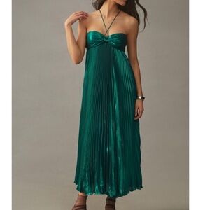 Anthropologie Plissé Halter Dress